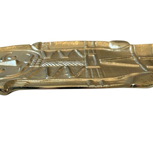 Gold Metal NUTCRACKER Serving Platter 20x7 Christmas Holiday Made in India NEW - Picture 12 of 14